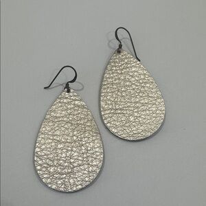 Elegant Champagne Gold leather Fabric Teardrop Earrings